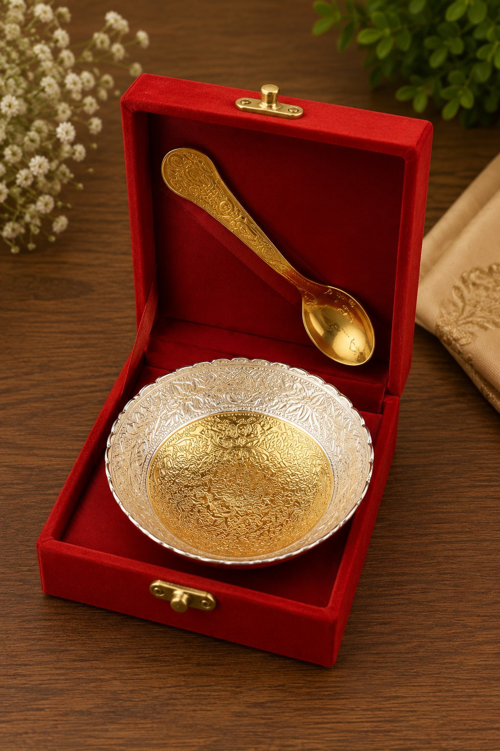 Customizable Premium Single Bowl Gift Set with Spoon | Luxury Dry Fruit & Dessert Serving Bowl | Corporate Gift | Gift Mitra