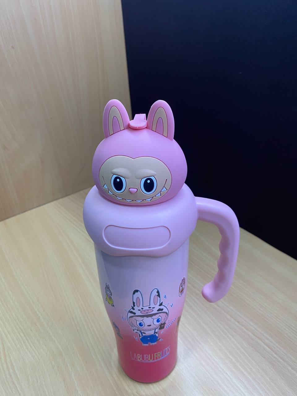 Labubu Cartoon Insulated Stainless Steel Tumbler with Handle & Straw | Cute Kids Water Bottle | Gift Mitra
