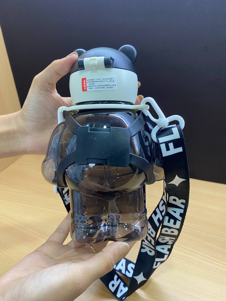 Happy Mini-Cool Bear Kids Water Bottle with Straw & Carry Strap | Leakproof BPA-Free Sipper Bottle | Gift Mitra