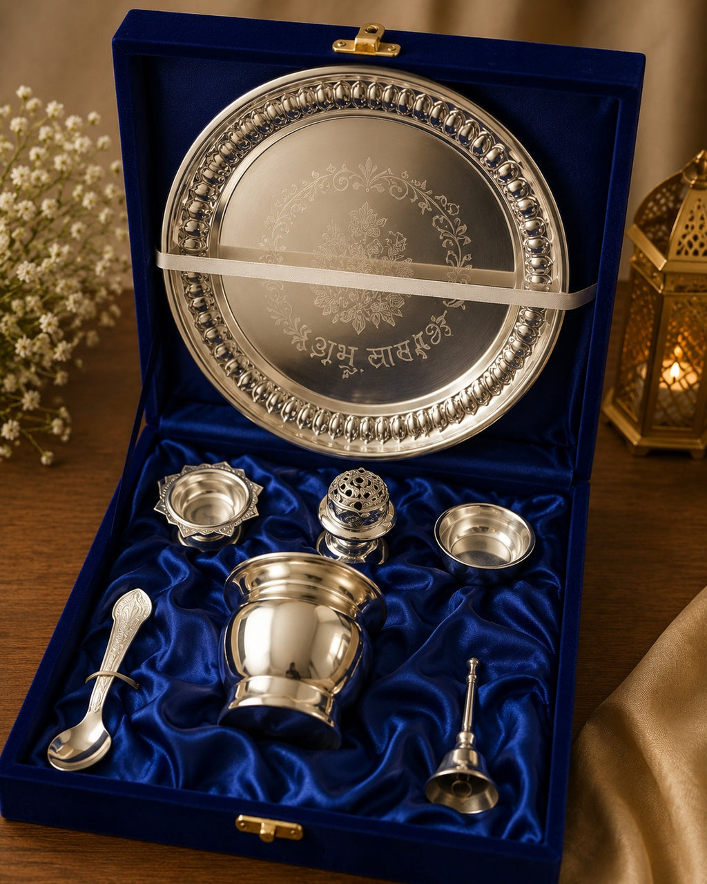 Customizable Premium Aarti Thali Set | Complete Pooja Thali Gift Box for Home Temple, Festivals & Corporate Gifting | Gift Mitra