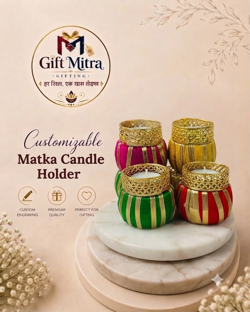Customizable Decorative Matka Candle Holder Set | Handcrafted Festive Tealight Holders for Diwali, Home Décor & Corporate Gifting | Gift Mitra