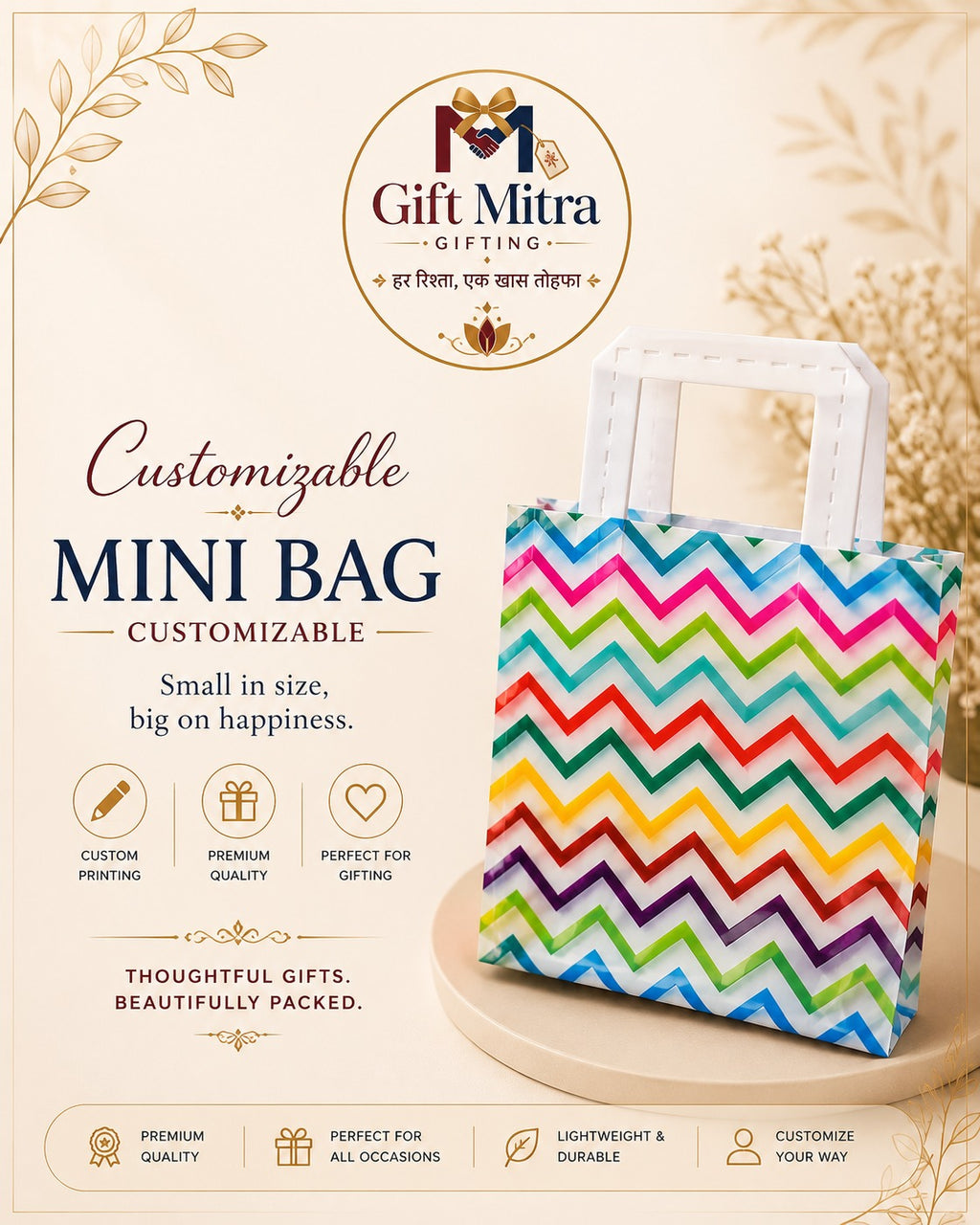 Customizable Premium Mini Gift Bag | Paper Gift Bag for Return Gifts, Wedding Favors & Corporate Gifting | Gift Mitra