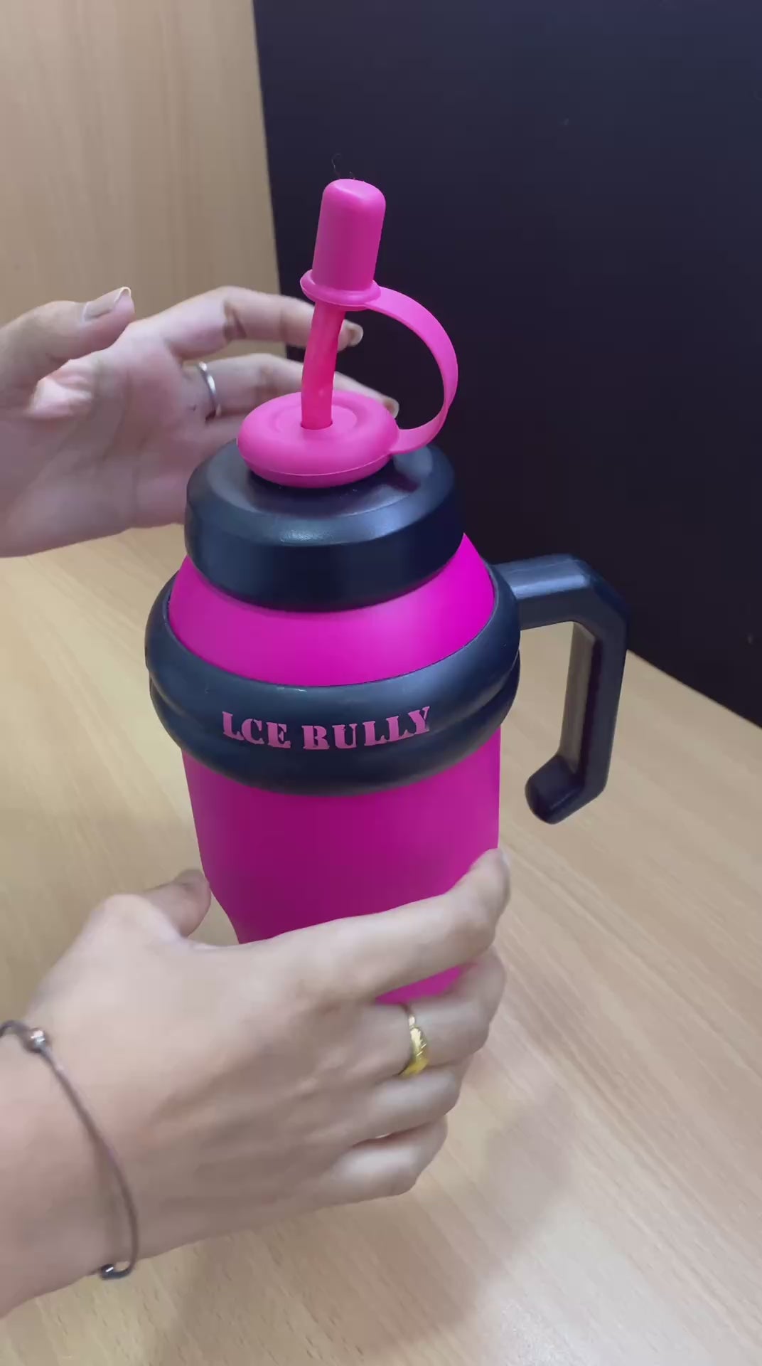 Ice Bully Insulated Stainless Steel Tumbler with Handle & Straw | Vacuum Travel Mug | Hot & Cold Water Bottle | Gift Mitra