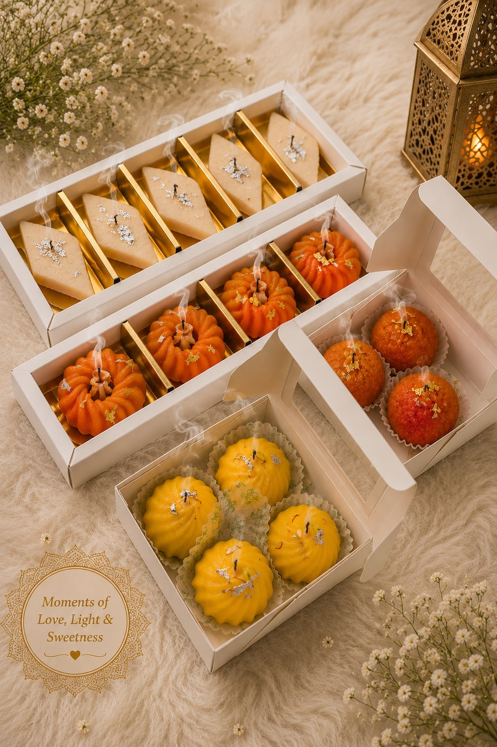 Customizable Sweet Style Decorative Candle Gift Set | Luxury Diwali Candles for Home Décor & Corporate Gifting | Gift Mitra